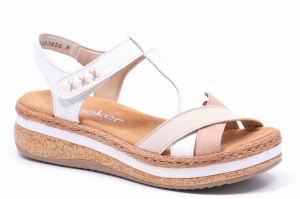 Sandały Rieker V0919-80 Białe / Beż